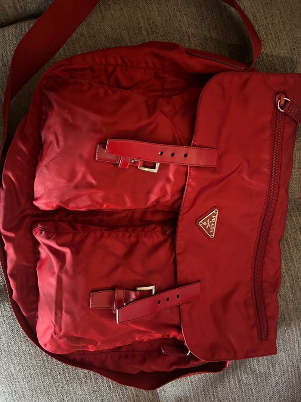 Red Prada messenger Bag … size 11x16. Holds a lot .  Great condition - Picture 3 of 3
